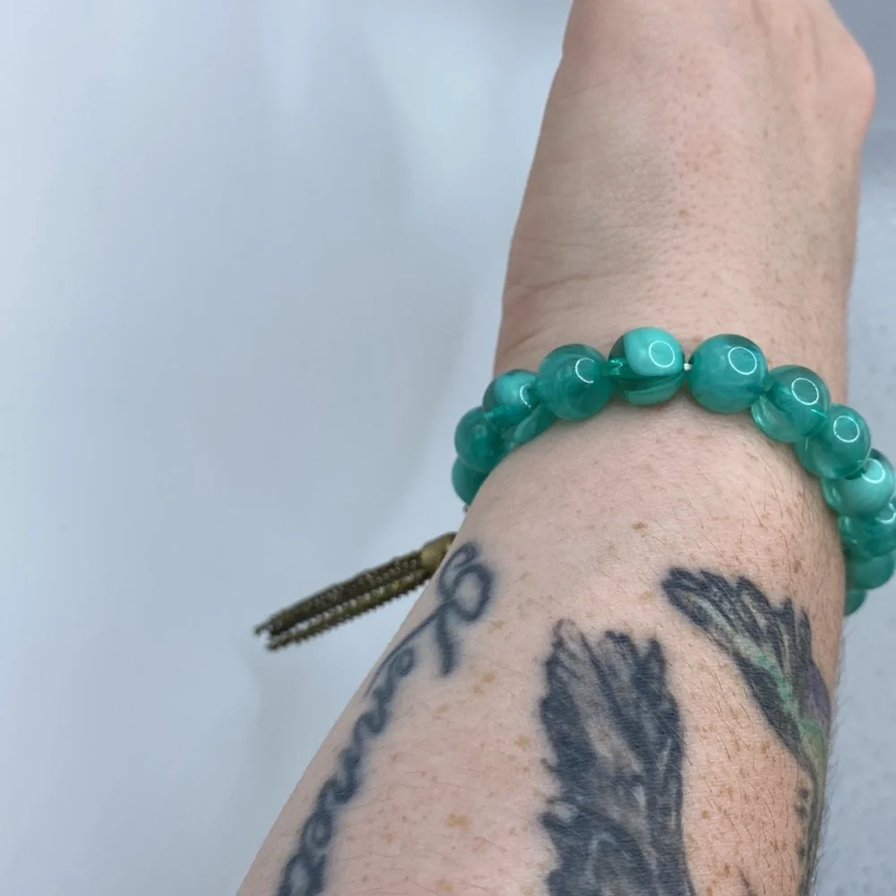 Green Beaded Dangle Bracelet